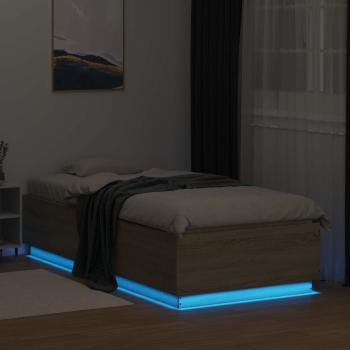 Bettgestell mit LED Sonoma-Eiche 80 x 200 cm Holzwerkstoff