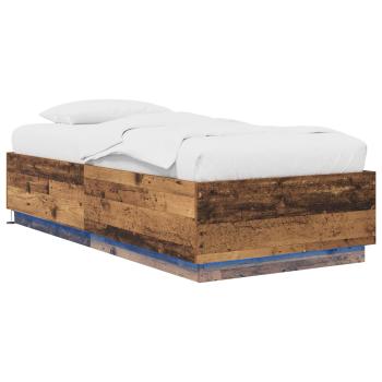 Bettgestell mit LED Altholz 80 x 200 cm Holzwerkstoff