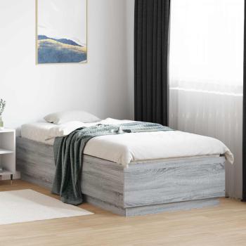ARDEBO.de - Bettgestell mit LED Grau Sonoma 80 x 200 cm Holzwerkstoff