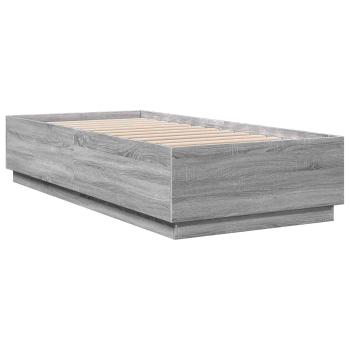 Bettgestell mit LED Grau Sonoma 80 x 200 cm Holzwerkstoff