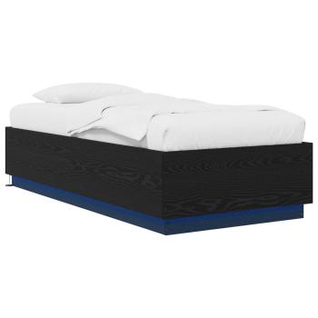 Bettgestell mit LED Schwarze Eiche 80 x 200 cm Holzwerkstoff