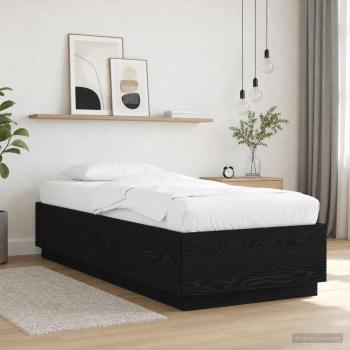 Bettgestell mit LED Schwarze Eiche 80 x 200 cm Holzwerkstoff