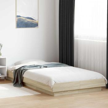 ARDEBO.de - Bettgestell mit LED Sonoma-Eiche 80 x 200 cm Holzwerkstoff