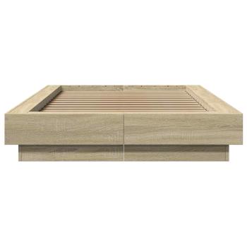 Bettgestell mit LED Sonoma-Eiche 80 x 200 cm Holzwerkstoff