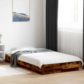 ARDEBO.de - Bettgestell mit LED Geräucherte Eiche 80 x 200 cm Holzwerkstoff