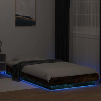 Bettgestell mit LED Geräucherte Eiche 80 x 200 cm Holzwerkstoff