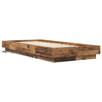Bettgestell mit LED Altholz 80 x 200 cm Holzwerkstoff