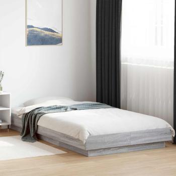 ARDEBO.de - Bettgestell mit LED Grau Sonoma 80 x 200 cm Holzwerkstoff