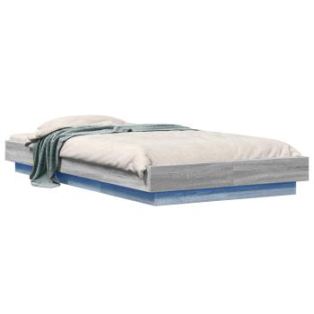 Bettgestell mit LED Grau Sonoma 80 x 200 cm Holzwerkstoff