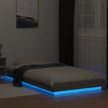 Bettgestell mit LED Grau Sonoma 80 x 200 cm Holzwerkstoff