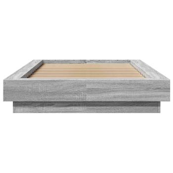 Bettgestell mit LED Grau Sonoma 80 x 200 cm Holzwerkstoff