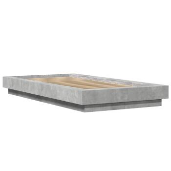 Bettgestell mit LED Betongrau 80 x 200 cm Holzwerkstoff