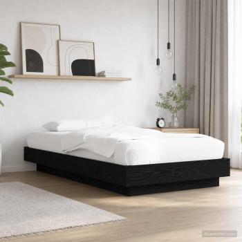 ARDEBO.de - Bettgestell mit LED Schwarze Eiche 80 x 200 cm Holzwerkstoff