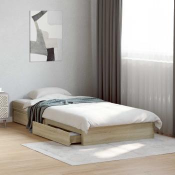 ARDEBO.de - Bettgestell mit Stauraum Sonoma-Eiche 80 x 200 cm Holzwerkstoff