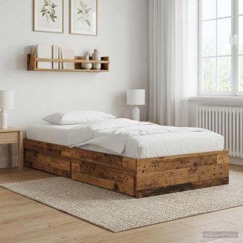 ARDEBO.de - Bettgestell mit Stauraum Altholz 80 x 200 cm Holzwerkstoff