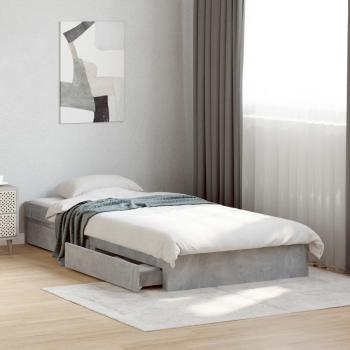 ARDEBO.de - Bettgestell mit Stauraum Betongrau 80 x 200 cm Holzwerkstoff
