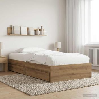 ARDEBO.de - Bettgestell mit Stauraum Kunsthandwerk Eiche 80 x 200 cm