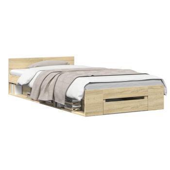 Bettgestell mit Stauraum Sonoma-Eiche 80 x 200 cm Holzwerkstoff