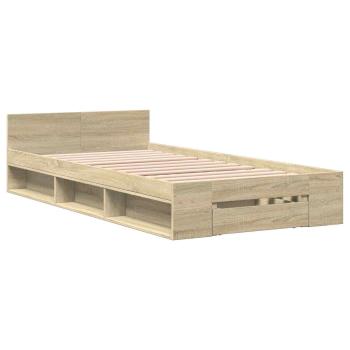 Bettgestell mit Stauraum Sonoma-Eiche 80 x 200 cm Holzwerkstoff