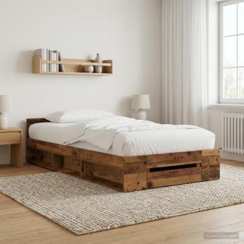 ARDEBO.de - Bettgestell mit Stauraum Altholz 80 x 200 cm Holzwerkstoff