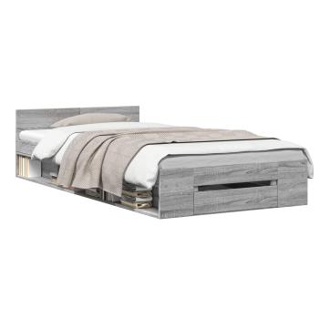 Bettgestell mit Stauraum Grau Sonoma 80 x 200 cm Holzwerkstoff