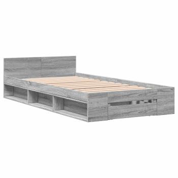 Bettgestell mit Stauraum Grau Sonoma 80 x 200 cm Holzwerkstoff