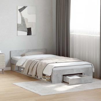 ARDEBO.de - Bettgestell mit Stauraum Betongrau 80 x 200 cm Holzwerkstoff