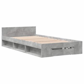 Bettgestell mit Stauraum Betongrau 80 x 200 cm Holzwerkstoff