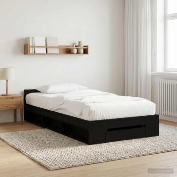 ARDEBO.de - Bettgestell mit Stauraum mit Regal Schwarze Eiche 80 x 200 cm