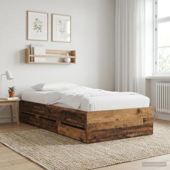 ARDEBO.de - Bettgestell mit Stauraum mit Schubladen Altholz Holzwerkstoff
