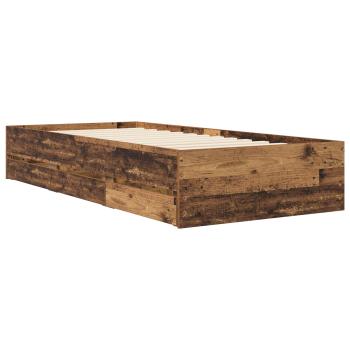Bettgestell mit Stauraum mit Schubladen Altholz Holzwerkstoff