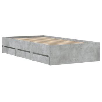 Bettgestell mit Stauraum mit Speicher Grau Sonoma Holzwerkstoff