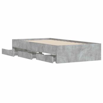 Bettgestell mit Stauraum mit Speicher Grau Sonoma Holzwerkstoff