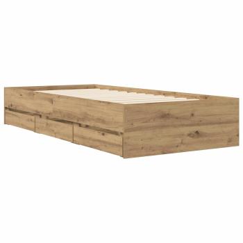 Bettgestell mit Stauraum Kunsthandwerk Eiche Holzwerkstoff