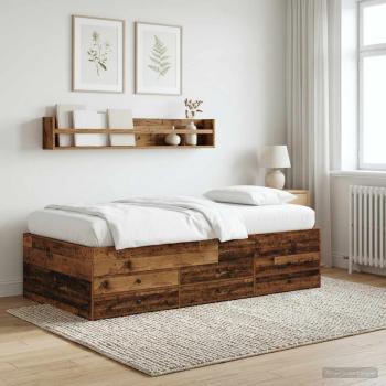 ARDEBO.de - Bettgestell mit Stauraum Altholz 80 x 200 cm Holzwerkstoff