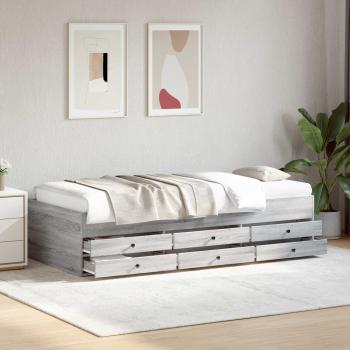 ARDEBO.de - Bettgestell mit Stauraum Grau Sonoma 80 x 200 cm Holzwerkstoff