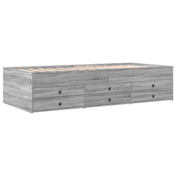Bettgestell mit Stauraum Grau Sonoma 80 x 200 cm Holzwerkstoff