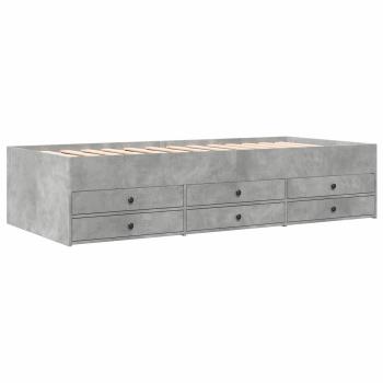 Bettgestell mit Stauraum Betongrau 80 x 200 cm Holzwerkstoff