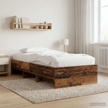 ARDEBO.de - Bettrahmen mit Regal Altholz 80 x 200 cm Holzwerkstoff
