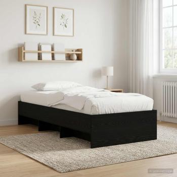 ARDEBO.de - Bettrahmen mit Regal Schwarze Eiche 80 x 200 cm Holzwerkstoff