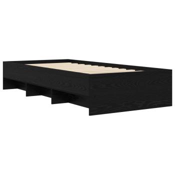 Bettrahmen mit Regal Schwarze Eiche 80 x 200 cm Holzwerkstoff