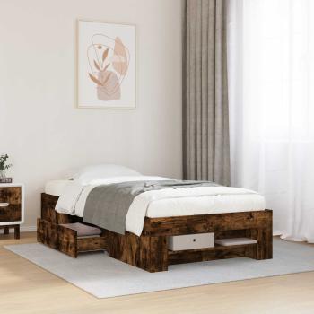 ARDEBO.de - Bettgestell mit Stauraum Geräucherte Eiche 80 x 200 cm