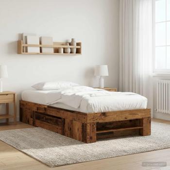 ARDEBO.de - Bettgestell mit Stauraum Altholz 80 x 200 cm Holzwerkstoff
