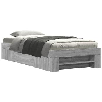 Bettgestell mit Stauraum Grau Sonoma 80 x 200 cm Holzwerkstoff