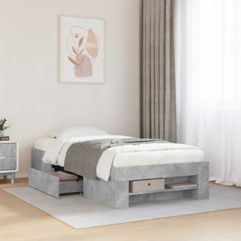 ARDEBO.de - Bettgestell mit Stauraum Betongrau 80 x 200 cm Holzwerkstoff