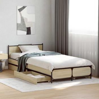 ARDEBO.de - Bettgestell mit Kopfteil Sonoma-Eiche 80 x 200 cm Holzwerkstoff