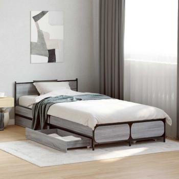 ARDEBO.de - Bettgestell mit Kopfteil Grau Sonoma 80 x 200 cm Holzwerkstoff