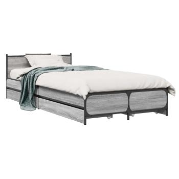 Bettgestell mit Kopfteil Grau Sonoma 80 x 200 cm Holzwerkstoff
