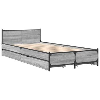 Bettgestell mit Kopfteil Grau Sonoma 80 x 200 cm Holzwerkstoff