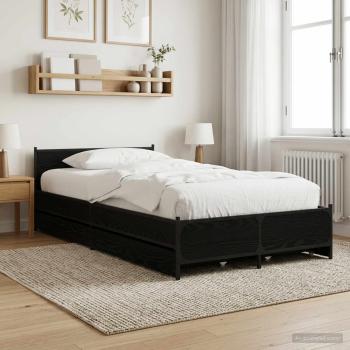 ARDEBO.de - Bettgestell mit Kopfteil Mit Rad Schwarze Eiche 80 x 200 cm